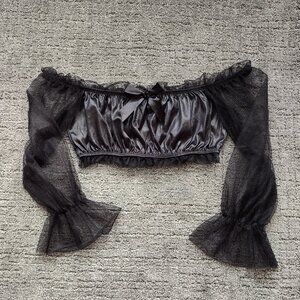 Romantic goth off the shoulder crop top